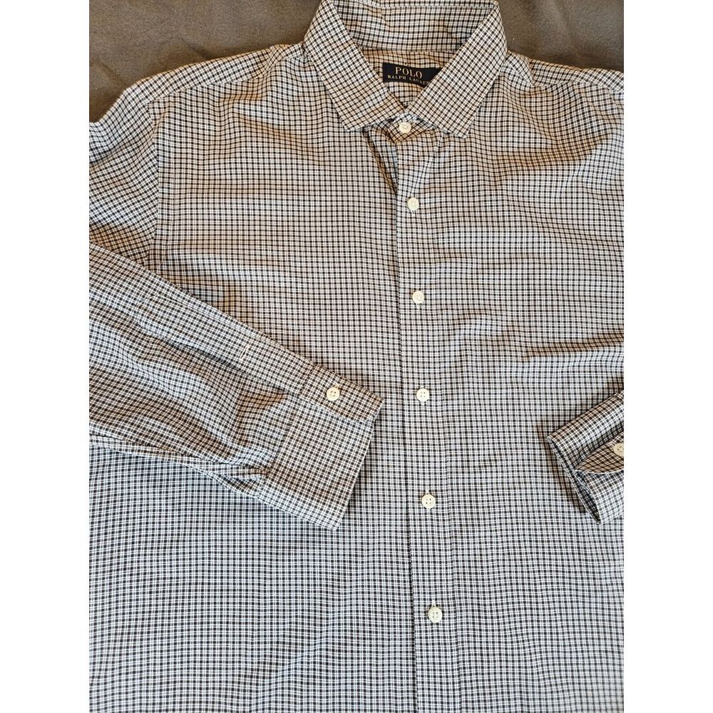 Polo Ralph Lauren Shirt XL Mens Brown Check Pattern‎ 100% Cotton Lightweight